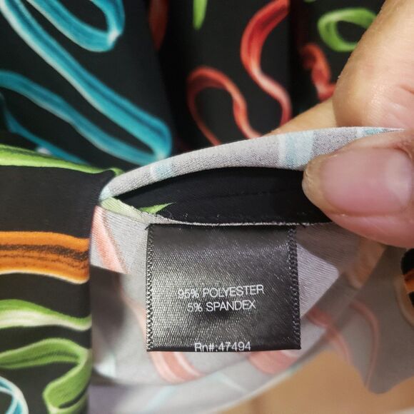 Norma Kamali NWToversized funky boyfriend shirtBlackwteal,green,orange,red sz lg - Picture 7 of 8